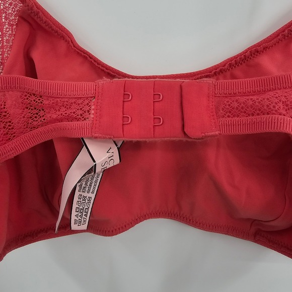 NEW Victorias Secret Coral Pink Lace Unlined Bralette Front Tie Detail Size M - Picture 4 of 10